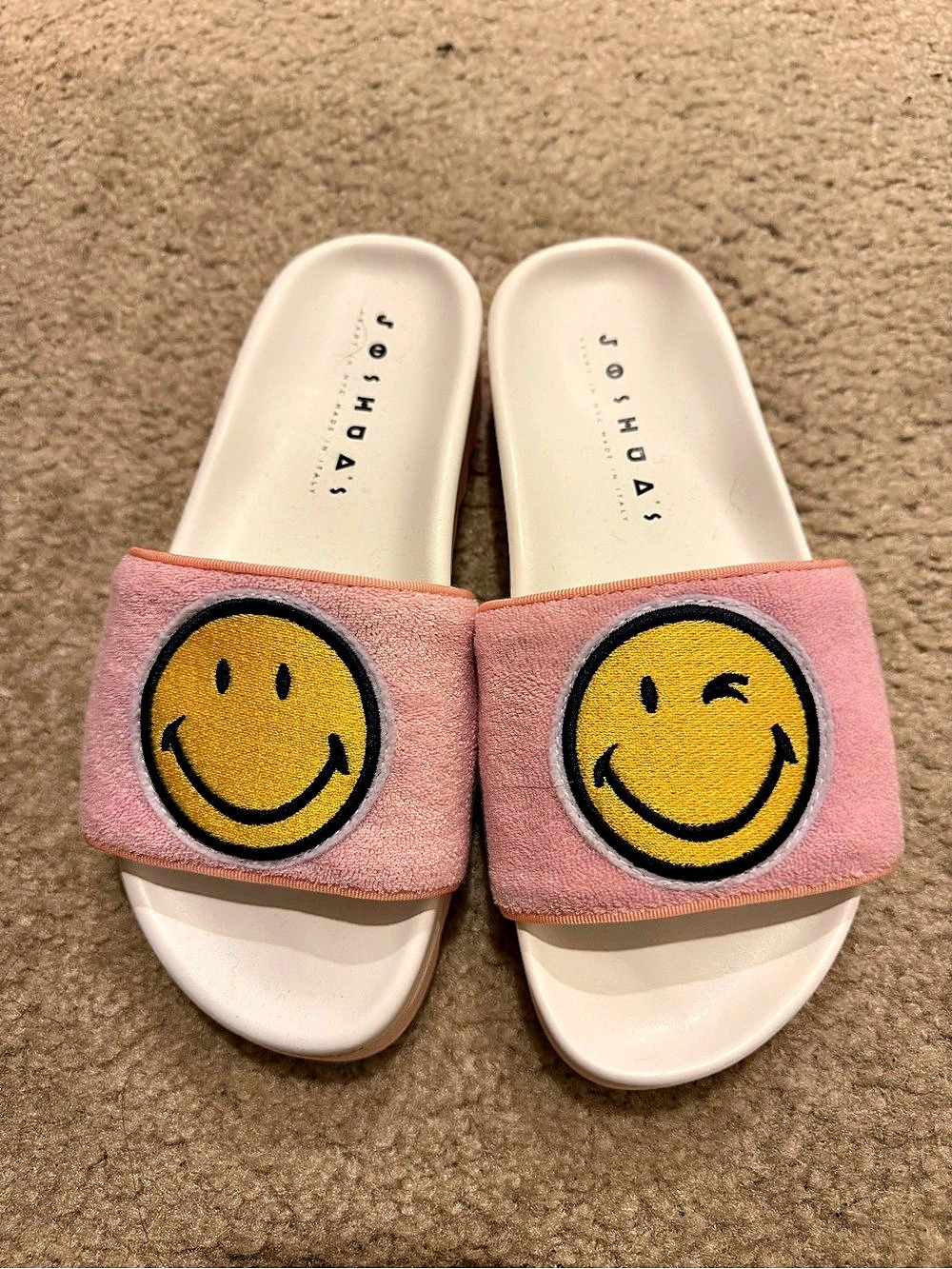 Joshua Sanders x Smiley Slide Sandals Pink & White